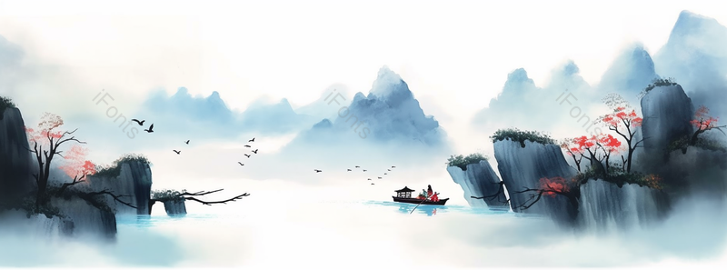 中国水墨风山水风景画,插画/手绘图,插画/手绘图库,插画/手绘图下载,插画/手绘